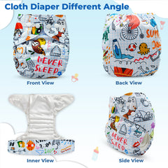 Reusable Baby Cloth Diaper with Adjustable Snap Buttons and Insert (Set of 1)