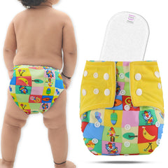 Reusable Baby Cloth Diaper with Adjustable Snap Buttons and Insert (Set of 1)