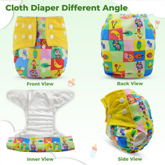 Reusable Baby Cloth Diaper with Adjustable Snap Buttons and Insert (Set of 1)