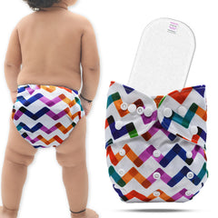 Reusable Baby Cloth Diaper with Adjustable Snap Buttons and Insert (Set of 1)