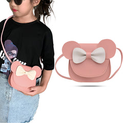 Trendy Crossbody Sling Backpack for Kids (Pink & White Bow)