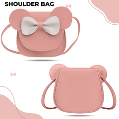 Trendy Crossbody Sling Backpack for Kids (Pink & White Bow)