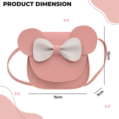 Trendy Crossbody Sling Backpack for Kids (Pink & White Bow)