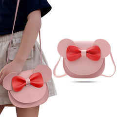 Trendy Crossbody Sling Backpack for Kids (Pink & Red Bow)