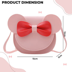 Trendy Crossbody Sling Backpack for Kids (Pink & Red Bow)