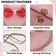Trendy Crossbody Sling Backpack for Kids (Pink & Red Bow)
