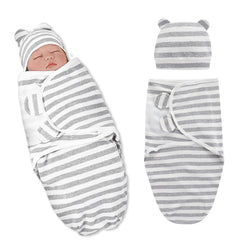 Organic Cotton Hooded Muslin Swaddle Wrap for Baby (Stripe)