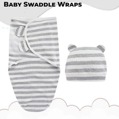 Organic Cotton Hooded Muslin Swaddle Wrap for Baby (Stripe)