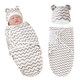 Organic Cotton Hooded Muslin Swaddle Wrap for Baby (Wavy Pattern)