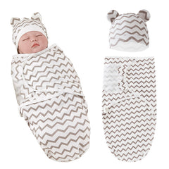 Organic Cotton Hooded Muslin Swaddle Wrap for Baby (Wavy Pattern)
