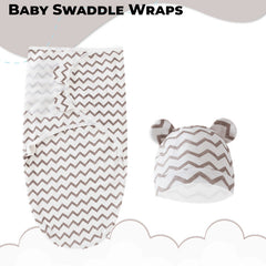 Organic Cotton Hooded Muslin Swaddle Wrap for Baby (Wavy Pattern)