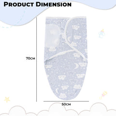 Organic Cotton Hooded Muslin Swaddle Wrap for Baby (Blue Smile Cloud)