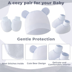 Baby Safety Cap, Socks, Hand Mittens (Set of 3)