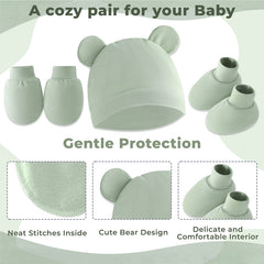 Baby Safety Cap, Socks Hand Mittens (Set of 3)