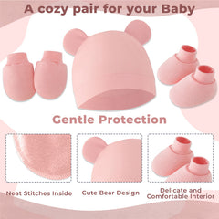 Baby Safety Cap, Socks Hand Mittens (Set of 3)