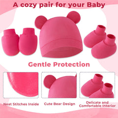 Baby Safety Cap, Socks Hand Mittens (Set of 3)