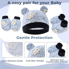Baby Safety Cap, Socks, Hand Mittens (Set of 3)