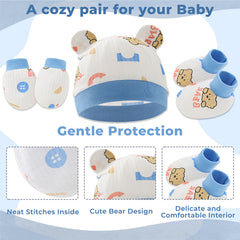 Baby Safety Cap, Socks Hand Mittens (Set of 3)