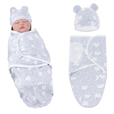 Organic Cotton Hooded Muslin Swaddle Wrap for Baby (Smiley Cloud)