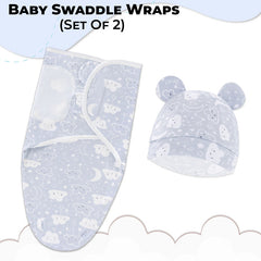Organic Cotton Hooded Muslin Swaddle Wrap for Baby (Smiley Cloud)