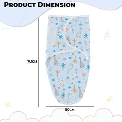 Organic Cotton Hooded Muslin Swaddle Wrap for Baby (Blue Giraffe)