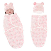 Organic Cotton Hooded Muslin Swaddle Wrap for Baby (Pink Rabbit)