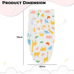 Organic Cotton Hooded Muslin Swaddle Wrap for Baby (Blue Elephant)