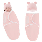 Organic Cotton Hooded Muslin Swaddle Wrap for Baby (Pink Plain)