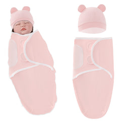 Organic Cotton Hooded Muslin Swaddle Wrap for Baby (Pink Plain)