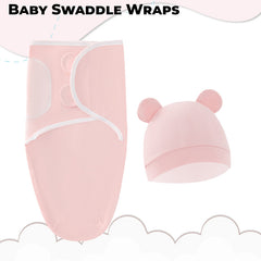 Organic Cotton Hooded Muslin Swaddle Wrap for Baby (Pink Plain)