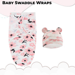 Organic Cotton Hooded Muslin Swaddle Wrap for Baby (Flower)