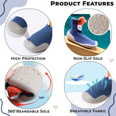Soft and Stretchy Cotton Sock Shoes for Baby (Blue Fox)