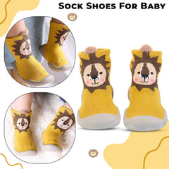 Soft and Stretchy Cotton Sock Shoes for Baby (Turmeric Lion)