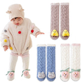 Baby Knee High Socks for Baby Soft Cotton Non-Slip and Stylish Designs (Set of 3)