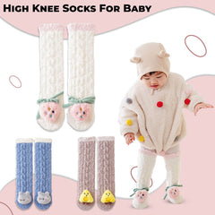 Baby Knee High Socks for Baby Soft Cotton Non-Slip and Stylish Designs (Set of 3)