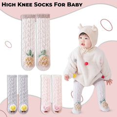 Baby Knee High Socks for Baby Soft Cotton Non-Slip and Stylish Designs (Set of 3)
