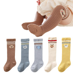 Baby Knee High Socks for Baby Soft Cotton Non-Slip and Stylish Designs (Set of 5)