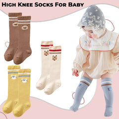 Baby Knee High Socks for Baby Soft Cotton Non-Slip and Stylish Designs (Set of 5)