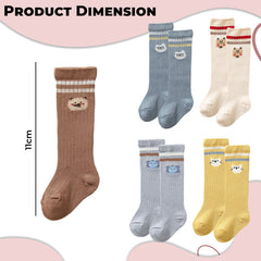 Baby Knee High Socks for Baby Soft Cotton Non-Slip and Stylish Designs (Set of 5)