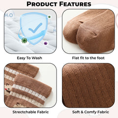 Baby Knee High Socks for Baby Soft Cotton Non-Slip and Stylish Designs (Set of 5)