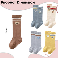 Baby Knee High Socks for Baby Soft Cotton Non-Slip and Stylish Designs (Set of 5)