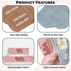 Baby Knee High Socks for Baby Soft Cotton Non-Slip and Stylish Designs (Set of 3)