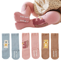 Baby Knee High Socks for Baby Soft Cotton Non-Slip and Stylish Designs (Set of 3)