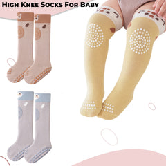Baby Knee High Socks for Baby Soft Cotton Non-Slip and Stylish Designs (Set of 5)