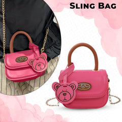 Trendy Crossbody Sling Backpack for Kids (Rose Red)