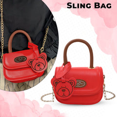 Trendy Crossbody Sling Backpack for Kids (Bright Red)