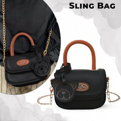 Trendy Crossbody Sling Backpack for Kids (Black)