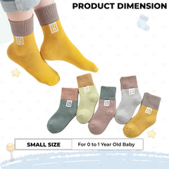 Baby Socks Soft and Anti-Slip Infant Socks (0-1 Years) (Size 14-16) (Pack of 5)