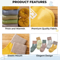 Baby Socks Soft and Anti-Slip Infant Socks (0-1 Years) (Size 14-16) (Pack of 5)