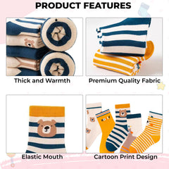 Baby Socks Soft and Anti-Slip Infant Socks (Striped Bear)